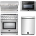 Forno 30 Inch Gas Range, Wall Mount Range Hood, Microwave Drawer and Dishwasher Appliance Package