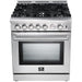 Forno 30 Inch Gas Range, Wall Mount Range Hood, Microwave Drawer and Dishwasher Appliance Package