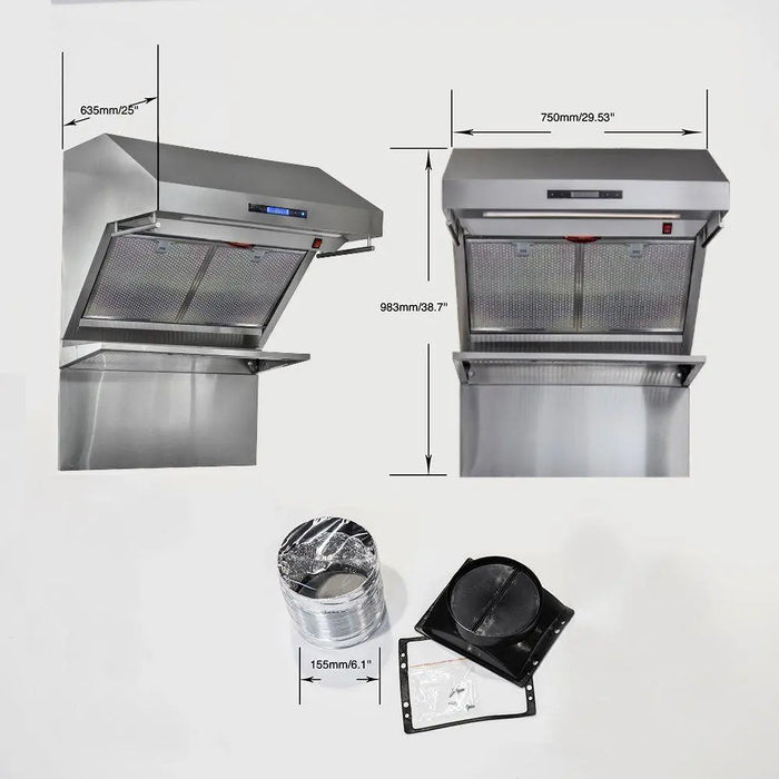 Forno 30 Inch Gas Range, Wall Mount Range Hood, Microwave Drawer and Dishwasher Appliance Package