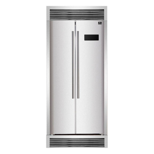 Forno Refrigerators Forno 33-Inch Salerno Side-by-Side Counter Depth Refrigerator 15.6 Cu. Ft. in Stainless Steel with Professional Handle & 4” Decorative Grill (FFRBI1805-37SG)