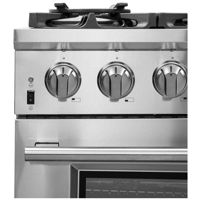 Forno 36" Dual Fuel Range, 56" Pro-Style Refrigerator, Microwave Oven and Stainless Steel 3-Rack Dishwasher Pro Appliance Package