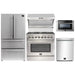 Forno Kitchen Appliance Packages Forno 36" Dual Fuel Range, Refrigerator, Wall Mount Hood with Backsplash, Microwave Drawer and Stainless Steel 3-Rack Dishwasher Appliance Package