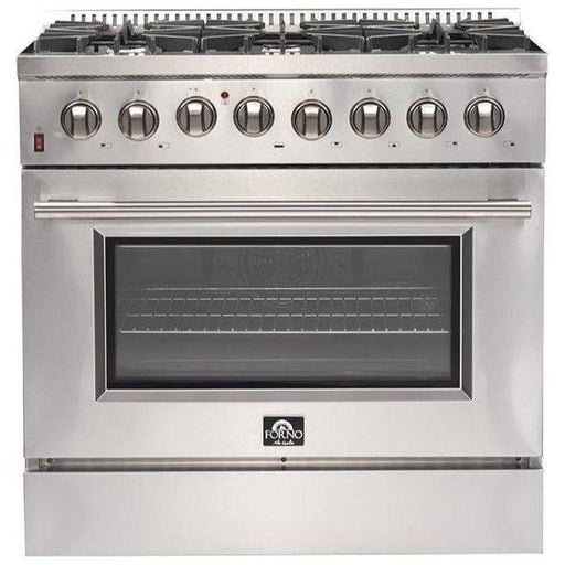 Forno Kitchen Appliance Packages Forno 36" Dual Fuel Range, Refrigerator with Water Dispenser and Stainless Steel Dishwasher Appliance Package