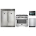 Forno Kitchen Appliance Packages Forno 36" Dual Fuel Range, Refrigerator with Water Dispenser, Microwave Oven and Stainless Steel 3-Rack Dishwasher Pro Appliance Package