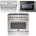 Forno 36" Dual Fuel Range + Wall Mount Range Hood + Microwave Drawer Appliance Package