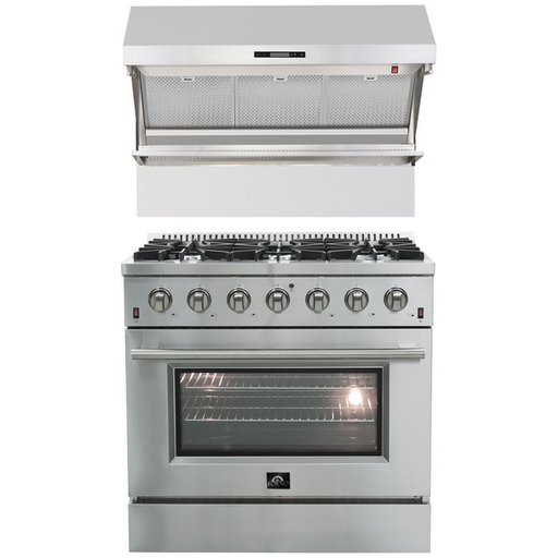Forno Kitchen Appliance Packages Forno 36" Freestanding Gas Range + Wall Mount Range Hood Appliance Package