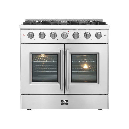 Forno Ranges Forno 36" Freestanding Gas Range with French Door in Stainless Steel FFSGS6444-36