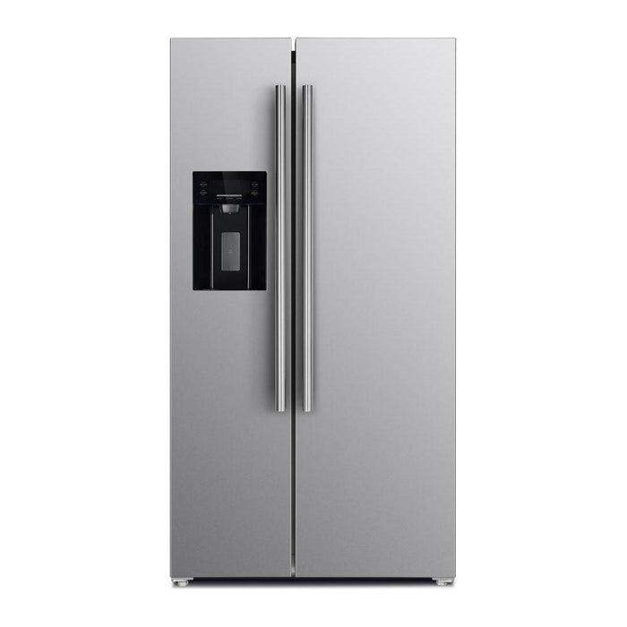 Forno Kitchen Appliance Packages Forno 36" Gas Range, 36" Refrigerator with Water Dispenser, Wall Mount Hood with Backsplash and Stainless Steel 3-Rack Dishwasher Appliance Package