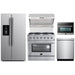 Forno Kitchen Appliance Packages Forno 36" Gas Range, Refrigerator with Water Dispenser, Wall Mount Hood with Backsplash, Microwave Oven and Stainless Steel 3-Rack Dishwasher Appliance Package