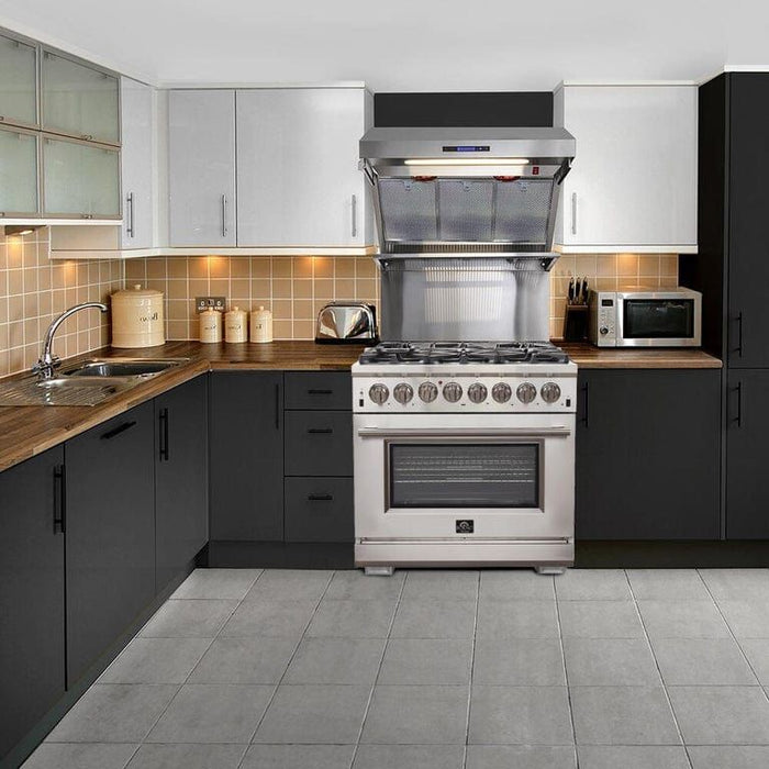 Forno Kitchen Appliance Packages Forno 36" Gas Range + Wall Mount Range Hood + Built-In Dishwasher Appliance Package