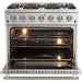 Forno 36" Gas Range + Wall Mount Range Hood + Refrigerator + Microwave Drawer + Built-In Dishwasher Appliance Package