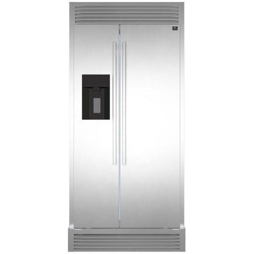 Forno 36-Inch Built-In Side-by-Side 20 cu.ft Refrigerator in Stainless Steel with Water Dispenser and Ice Maker with Grill (FFRBI1844-40SG)