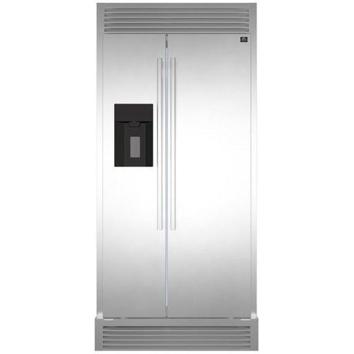 Forno Refrigerators Forno 36-Inch Built-In Side-by-Side 20 cu.ft Refrigerator in Stainless Steel with Water Dispenser and Ice Maker with Grill (FFRBI1844-40SG)