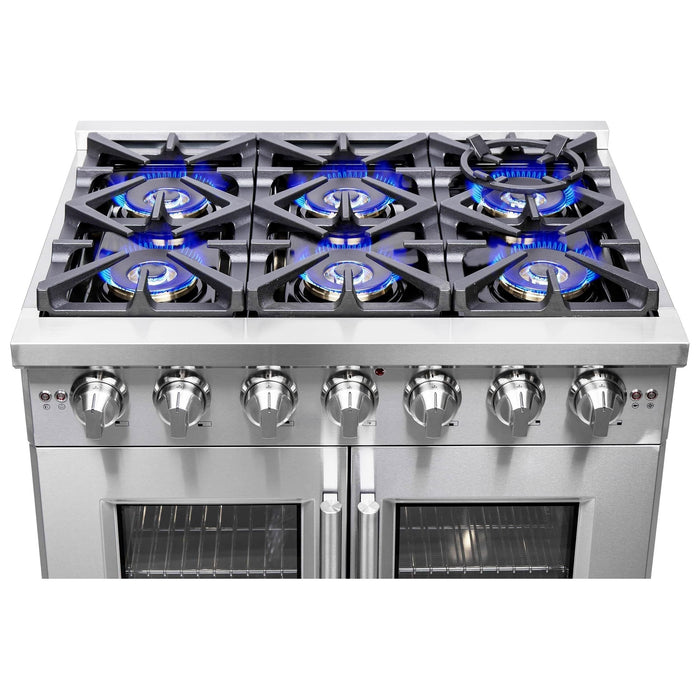 Forno 36-Inch Capriasca Gas Range with 6 Burners, 120,000 BTUs, & French Door Gas Oven in Stainless Steel (FFSGS6460-36)