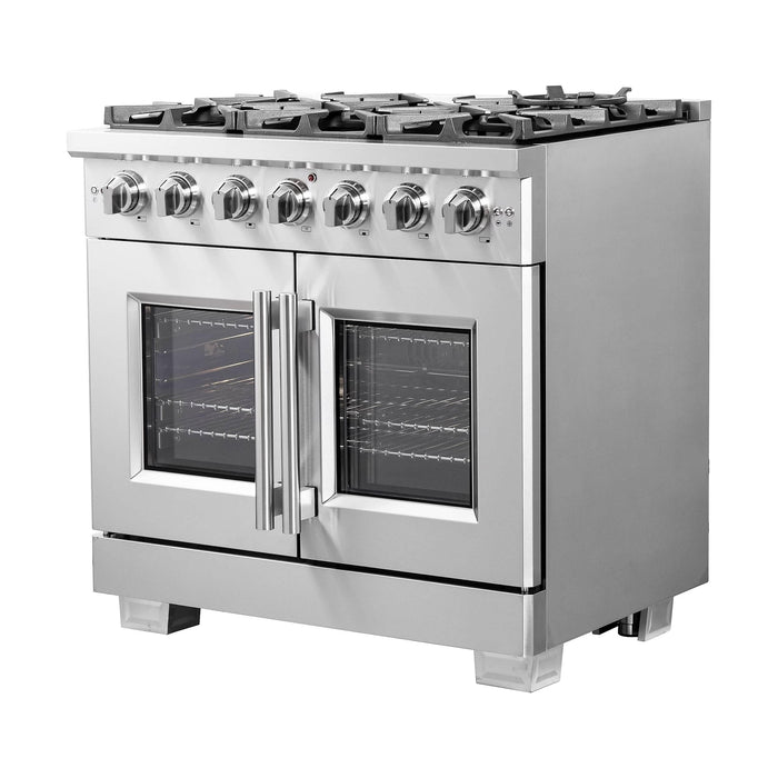 Forno Ranges Forno 36-Inch Capriasca Gas Range with 6 Burners, 120,000 BTUs, & French Door Gas Oven in Stainless Steel (FFSGS6460-36)