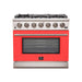 Forno Ranges Forno 36-Inch Capriasca Gas Range with 6 Burners and Convection Oven in Stainless Steel with Red Door (FFSGS6260-36RED)