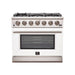 Forno Ranges Forno 36-Inch Capriasca Gas Range with 6 Burners and Convection Oven in Stainless Steel with White Door FFSGS6260-36WHT