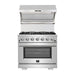 Forno 36 Inch Dual Fuel Range, Wall Mount Range Hood and Microwave Drawer Appliance Package