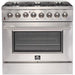 Forno 36 Inch Dual Fuel Range, Wall Mount Range Hood, Refrigerator, Microwave Drawer and Dishwasher Appliance Package