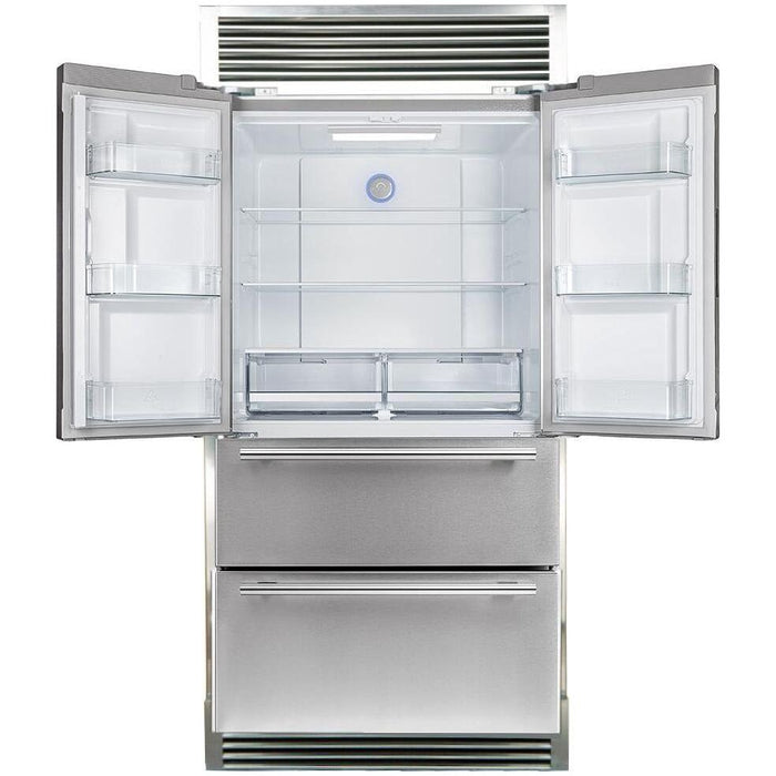 Forno 36-Inch French Door Refrigerator - 19 cu.ft with Double Freezer Drawer and Ice Maker - with 4” Custom Grill (FFRBI1820-40SG)