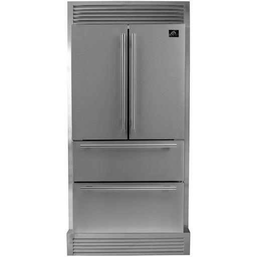Forno Refrigerators Forno 36-Inch French Door Refrigerator - 19 cu.ft with Double Freezer Drawer and Ice Maker - with 4” Custom Grill (FFRBI1820-40SG)