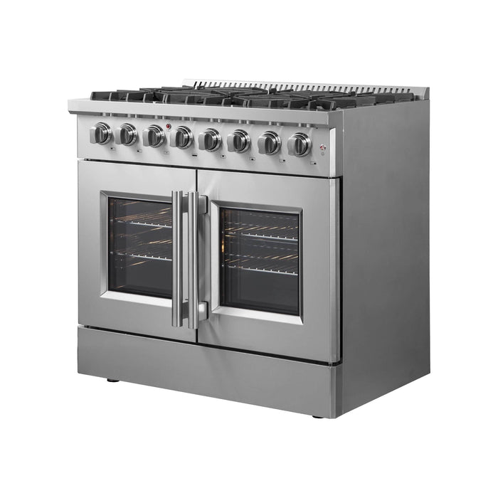 Forno 36-Inch Galiano Dual Fuel Range with 6 Gas Burners, 83,000 BTUs, & French Door Electric Oven in Stainless Steel (FFSGS6356-36)