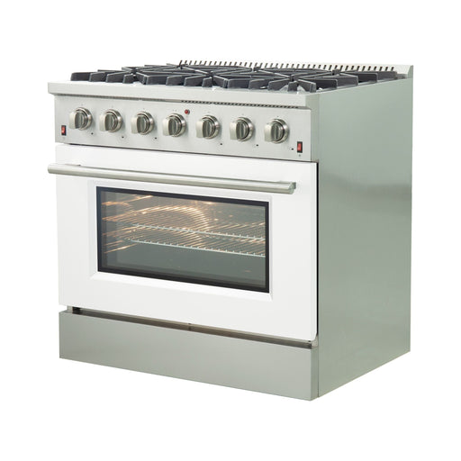 Forno Ranges Forno 36-Inch Galiano Gas Range with 6 Gas Burners and Convection Oven in Stainless Steel with White Door (FFSGS6244-36WHT)