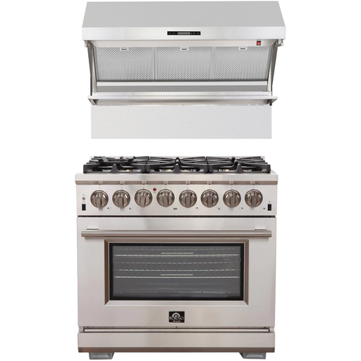 Forno Kitchen Appliance Packages Forno 36 Inch Gas Burner/Electric Oven Pro Range and Wall Mount Range Hood Appliance Package