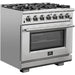 Forno 36 Inch Gas Burner/Electric Oven Pro Range, Dishwasher and Refrigerator Appliance Package