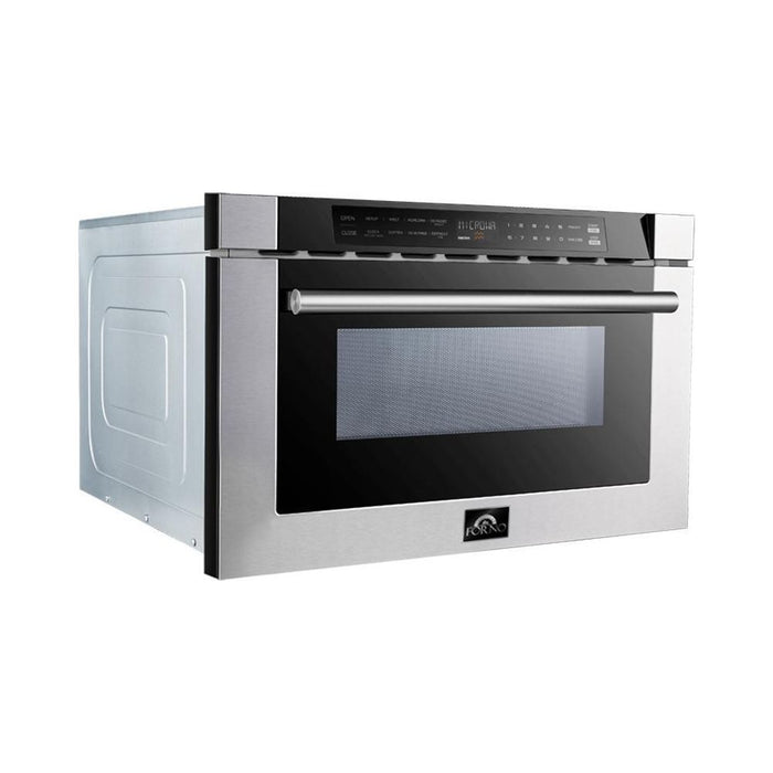 Forno Kitchen Appliance Packages Forno 36 Inch Gas Burner/Electric Oven Pro Range, Wall Mount Range Hood and Microwave Drawer Appliance Package