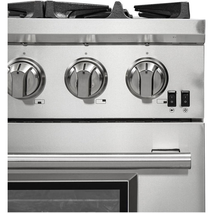 Forno Kitchen Appliance Packages Forno 36 Inch Gas Burner/Electric Oven Pro Range, Wall Mount Range Hood and Refrigerator Appliance Package