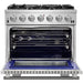 Forno 36 Inch Gas Burner/Electric Oven Pro Range, Wall Mount Range Hood, Microwave Drawer and Dishwasher Appliance Package