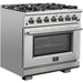 Forno Kitchen Appliance Packages Forno 36 Inch Gas Burner/Electric Oven Pro Range, Wall Mount Range Hood, Refrigerator, Microwave Drawer and Dishwasher Appliance Package