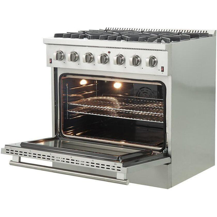 Forno  36 Inch Gas Range and Wall Mount Range Hood Appliance Package