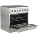 Forno 36 Inch Gas Range, Wall Mount Range Hood, Microwave Drawer and Dishwasher Appliance Package