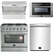 Forno 36 Inch Gas Range, Wall Mount Range Hood, Microwave Drawer and Dishwasher Appliance Package