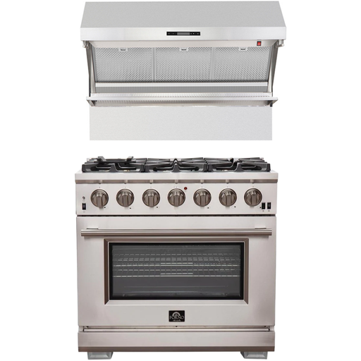 Forno Kitchen Appliance Packages Forno 36 Inch Pro Gas Range and Wall Mount Range Hood Appliance Package