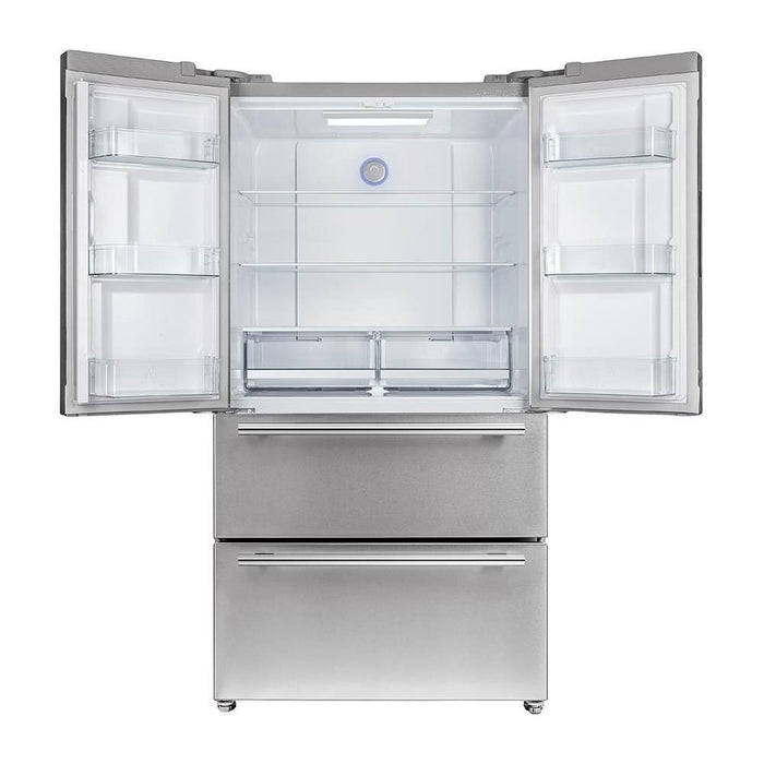 Forno Refrigerators Forno 36" Moena French Door Refrigerator with 19 cu.ft with Double Freezer Drawer and Ice Maker FFRBI1820-36SB