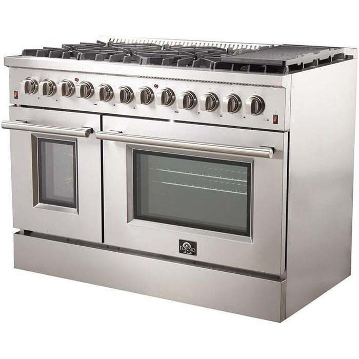Forno Kitchen Appliance Packages Forno 48" Dual Fuel Range + Range Hood + Refrigerator + Microwave Drawer + Dishwasher + Wine Cooler Appliance Package