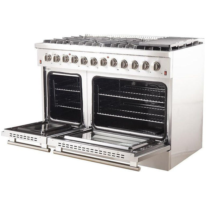 Forno Kitchen Appliance Packages Forno 48" Dual Fuel Range + Wall Mount Range Hood + 60" Refrigerator Appliance Package