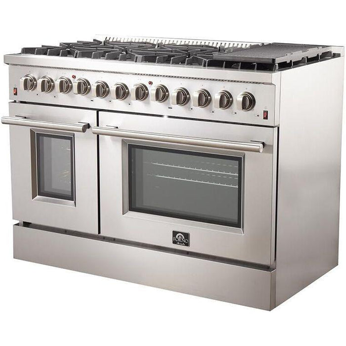 Forno Kitchen Appliance Packages Forno 48" Dual Fuel Range + Wall Mount Range Hood + Microwave Drawer + Dishwasher Appliance Package