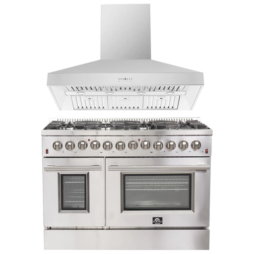 Forno Kitchen Appliance Packages Forno 48" Gas Burner, Electric Oven Range and Wall Mount Range Hood Appliance Package