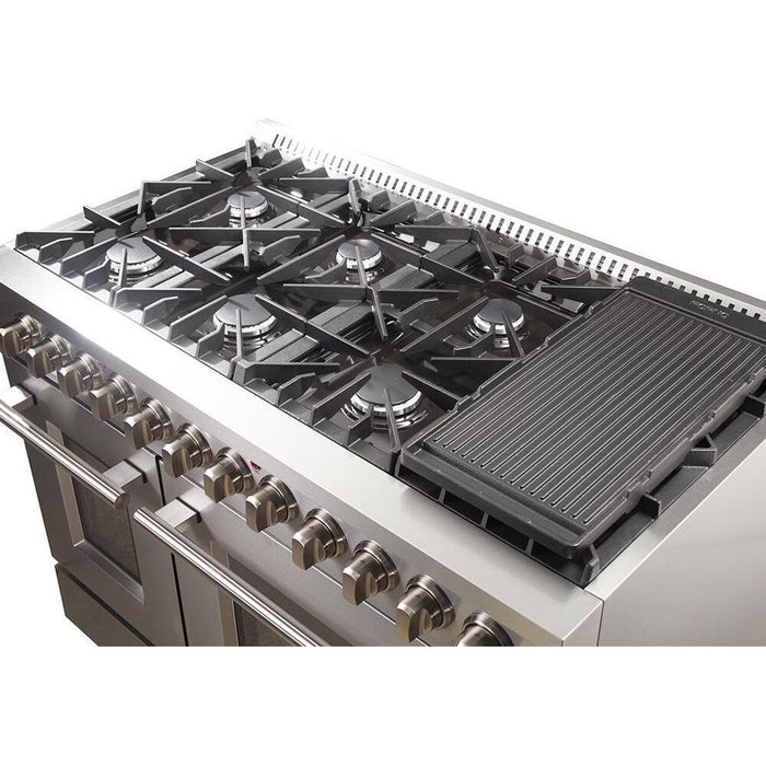 Forno 48" Gas Burner, Electric Oven Range, Range Hood and 36" Refrigerator Appliance Package