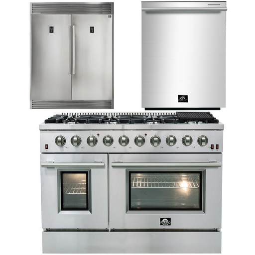 Forno Kitchen Appliance Packages Forno 48" Gas Range + Dishwasher + 60" Refrigerator Appliance Package
