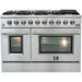 Forno 48" Gas Range, Range Hood, 36" Refrigerator, Dishwasher, Microwave Drawer and Wine Cooler Appliance Package