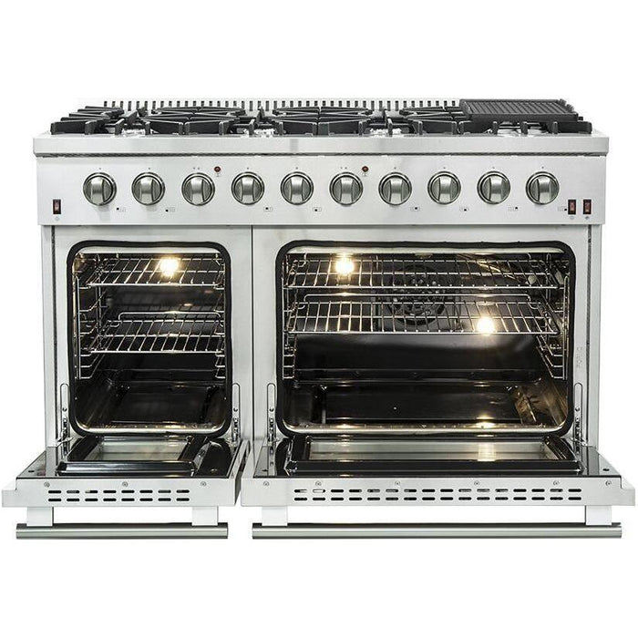 Forno 48" Gas Range, Range Hood, 60" Refrigerator, Dishwasher and Microwave Drawer Appliance Package