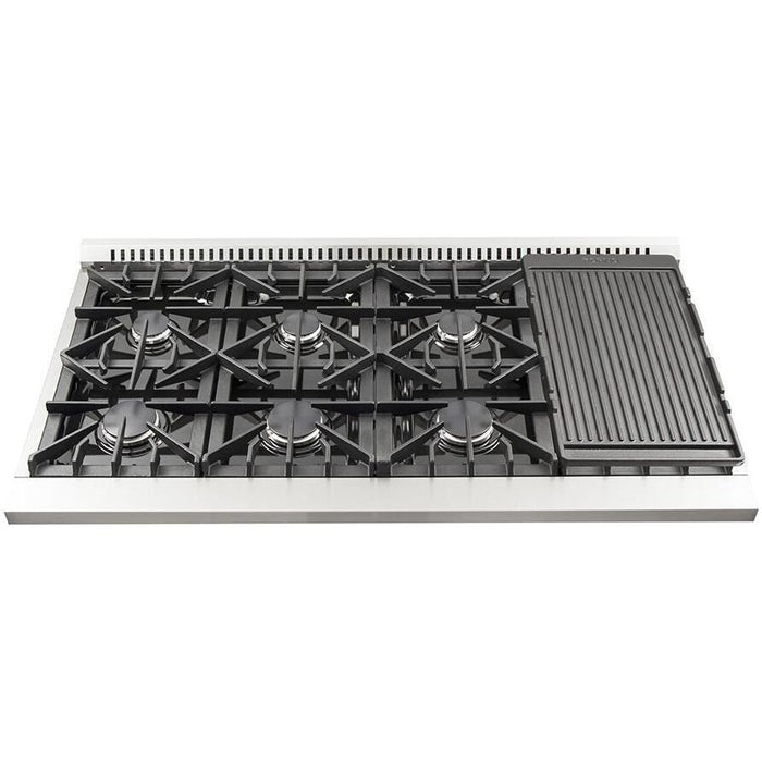 Forno 48" Gas Range, Range Hood, 60" Refrigerator, Dishwasher and Microwave Drawer Appliance Package