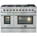 Forno 48" Gas Range, Range Hood, 60" Refrigerator, Dishwasher, Microwave Drawer and Wine Cooler Appliance Package