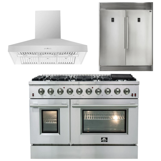 Forno Kitchen Appliance Packages Forno 48" Gas Range, Range Hood and 60" Refrigerator Appliance Package