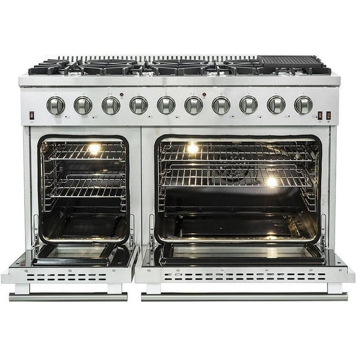 Forno Kitchen Appliance Packages Forno 48" Gas Range + Wall Mount Range Hood + 60" Refrigerator Appliance Package